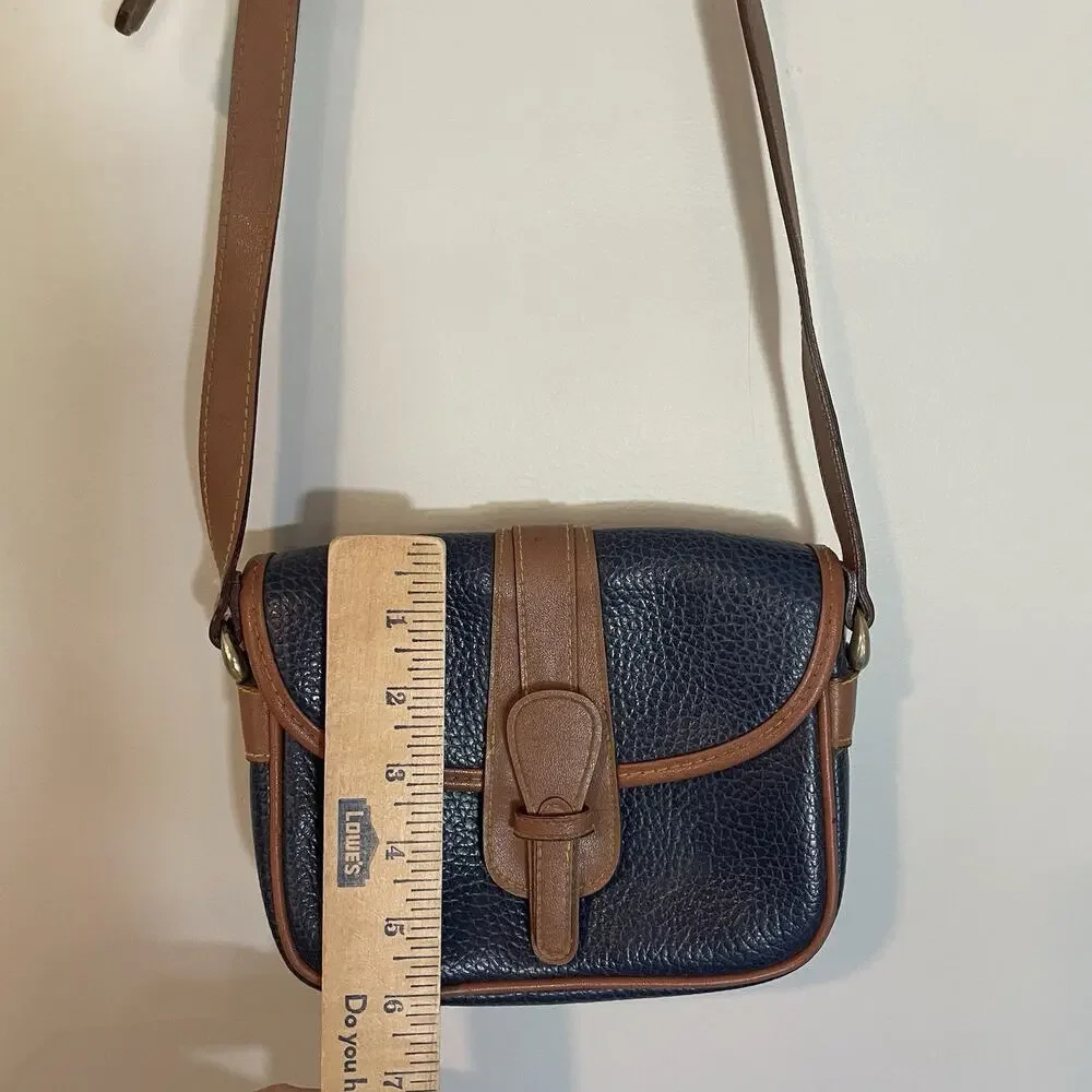 Dooney & Bourke VTG All Weather Leather Equestrian Saddle Bag Crossbody Blue‎